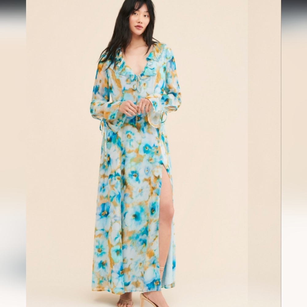 Rays For Days Wisteria Ruffel Maxi 1xl Euc